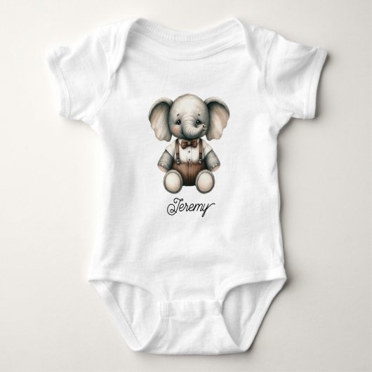 Schattige babyolifant met vlinderdas romper (Voorkant)