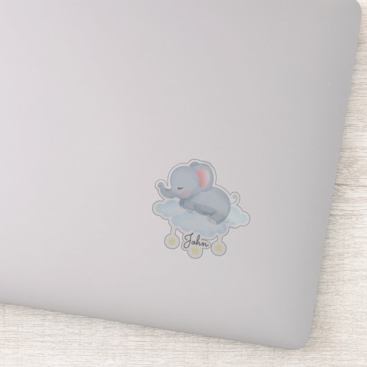 Schattige babyolifant op wolk sticker (Detail)