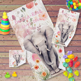Schattige babyolifant pastel waterverf lente bloem bad handdoek