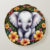 Schattige babyolifant rond kussen (Achterkant)