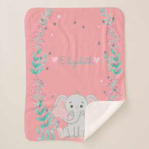 Schattige babyolifant sherpa deken
