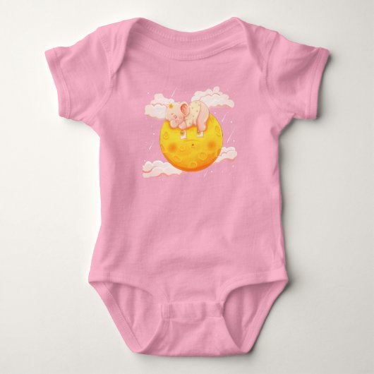 Schattige babyolifant slaapt op de maan romper (Voorkant)