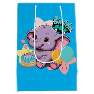 Schattige babyolifant Verjaardags jongen Medium Cadeauzakje