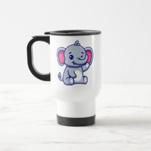 Schattige babyolifant zittende cartoon-23800 reisbeker