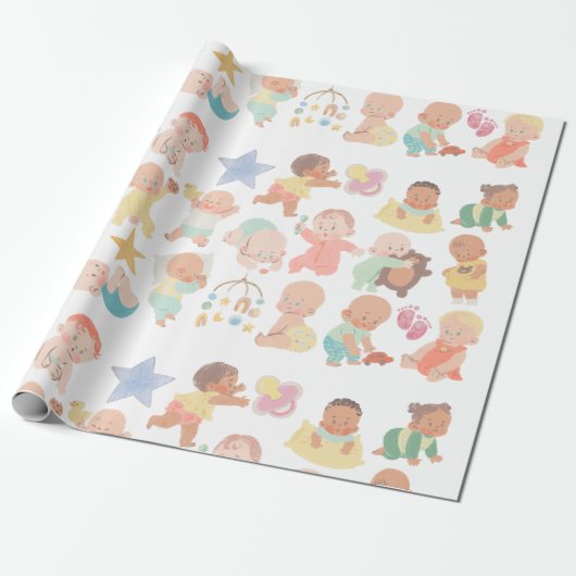 Schattige baby's cadeauverpakking cadeaupapier (Uitgerold)