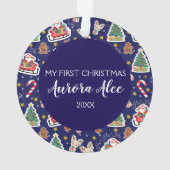 Schattige Baby's Eerste Kerst Ornament - Custom (achterkant)