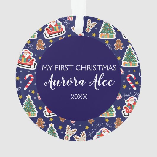 Schattige Baby's Eerste Kerst Ornament - Custom (achterkant)