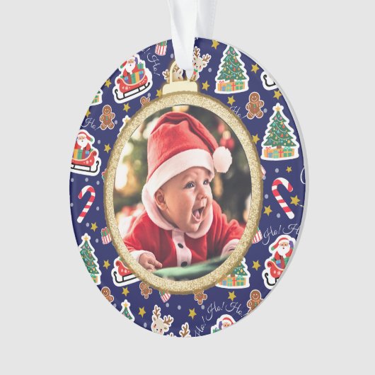 Schattige Baby's Eerste Kerst Ornament - Custom (voorkant)