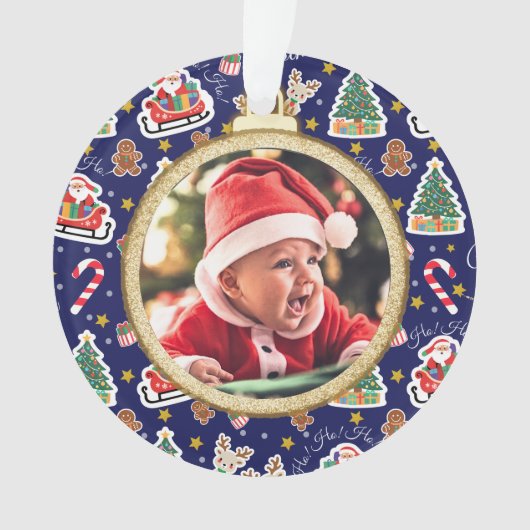 Schattige Baby's Eerste Kerst Ornament - Custom (voorkant)