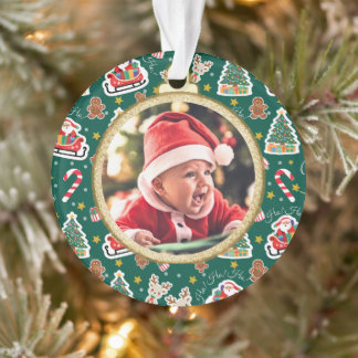 Schattige Baby's Eerste Kerst Ornament groen