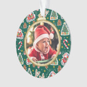 Schattige Baby's Eerste Kerst Ornament groen (voorkant)