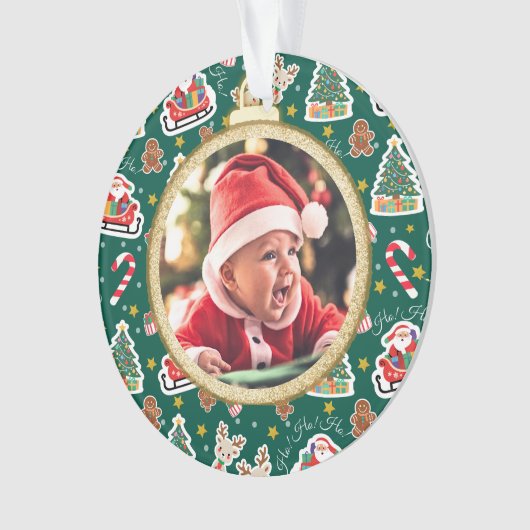 Schattige Baby's Eerste Kerst Ornament groen (voorkant)