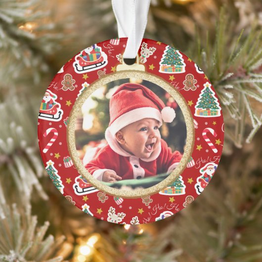 Schattige Baby's Eerste Kerst Ornament rood (Boom)