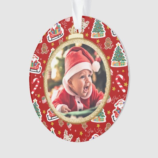 Schattige Baby's Eerste Kerst Ornament rood (voorkant)
