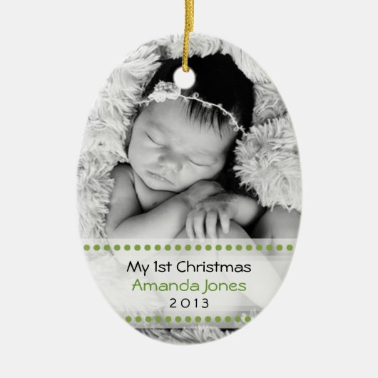 Schattige baby's eerste kerstdag keramisch ornament (Voorkant)