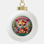 Schattige baby's eerste kerstdecoratie keramische bal ornament (Voorkant)