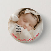 Schattige Baby's Eerste Kerstfoto Button (Voorkant)