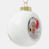 Schattige Baby's Eerste Kerstmis Foto Wit Keramische Bal Ornament (Links)