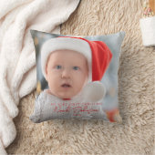 Schattige Baby's Eerste Kerstmis Foto Wit Kussen (Deken)