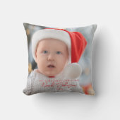 Schattige Baby's Eerste Kerstmis Foto Wit Kussen (Voorkant)