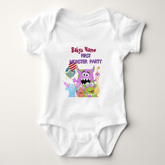 Schattige Babys First Monster Party tshirts (Voorkant)