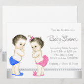 Schattige baby's roze en blauw tweeling Baby showe Kaart (Voorkant / Achterkant)