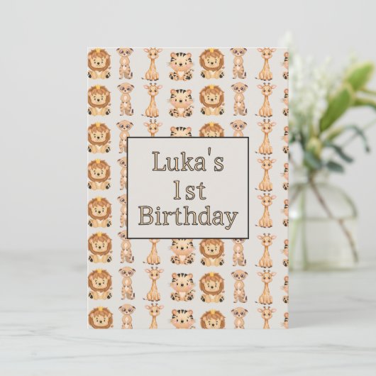 Schattige babysafari-dieren kaart (Staand voorkant)