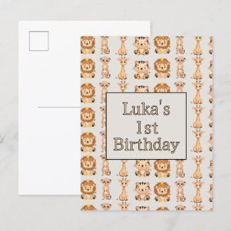 Schattige babysafari-dieren uitnodiging briefkaart