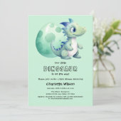 Schattige babysaurier met zijn ei babyshower kaart (Staand voorkant)