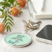 Schattige babysaurier met zijn ei babyshower sleutelhanger (Zijkant)