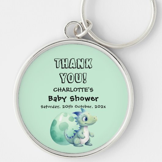 Schattige babysaurier met zijn ei babyshower sleutelhanger (Voorkant)