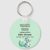 Schattige babysauris met zijn ei babyshower sleutelhanger (Voorkant)