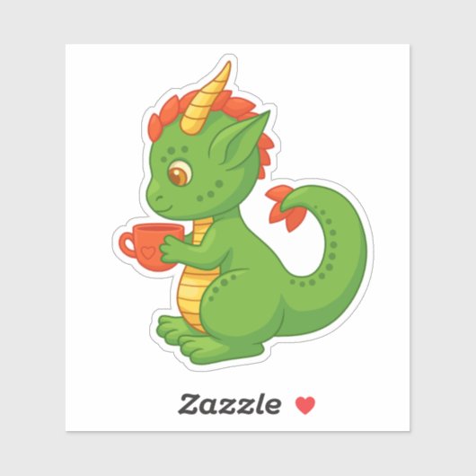 Schattige babyschaaldraak met beker sticker (Vel)