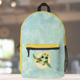 Schattige babyschelpadden met tropische bloemen bedrukte rugzak