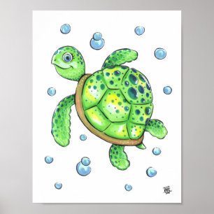 Schattige babyschildpad poster
