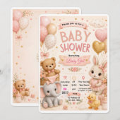 Schattige babyshower uitnodiging achterkant ontwer (Voorkant / Achterkant)