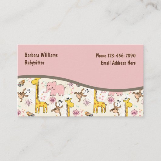Schattige babysitthema visitekaartje (Voorkant)