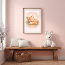 Schattige babyslakende vos Neutrale kinderkamer Ki