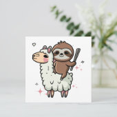 Schattige babyslooth en lama (Staand voorkant)