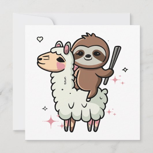 Schattige babyslooth en lama (Voorkant)