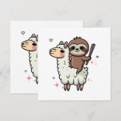 Schattige babyslooth en lama kaart (Voorkant / Achterkant)
