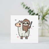 Schattige babyslooth en lama kaart (Staand voorkant)