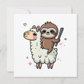 Schattige babyslooth en lama kaart (Achterkant)