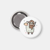 Schattige babyslooth en lama  magneet (Voorkant / Achterkant)
