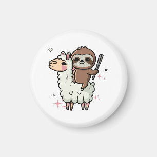 Schattige babyslooth en lama  magneet