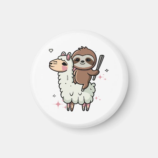 Schattige babyslooth en lama  magneet (Voorkant)