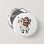 Schattige babyslooth en lama ronde button 5,7 cm (Voorkant /achterkant)