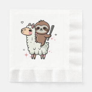 Schattige babyslooth en lama  servet