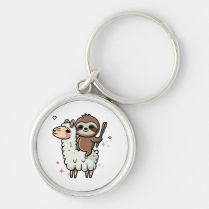 Schattige babyslooth en lama sleutelhanger