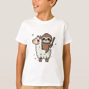 Schattige babyslooth en lama  t-shirt